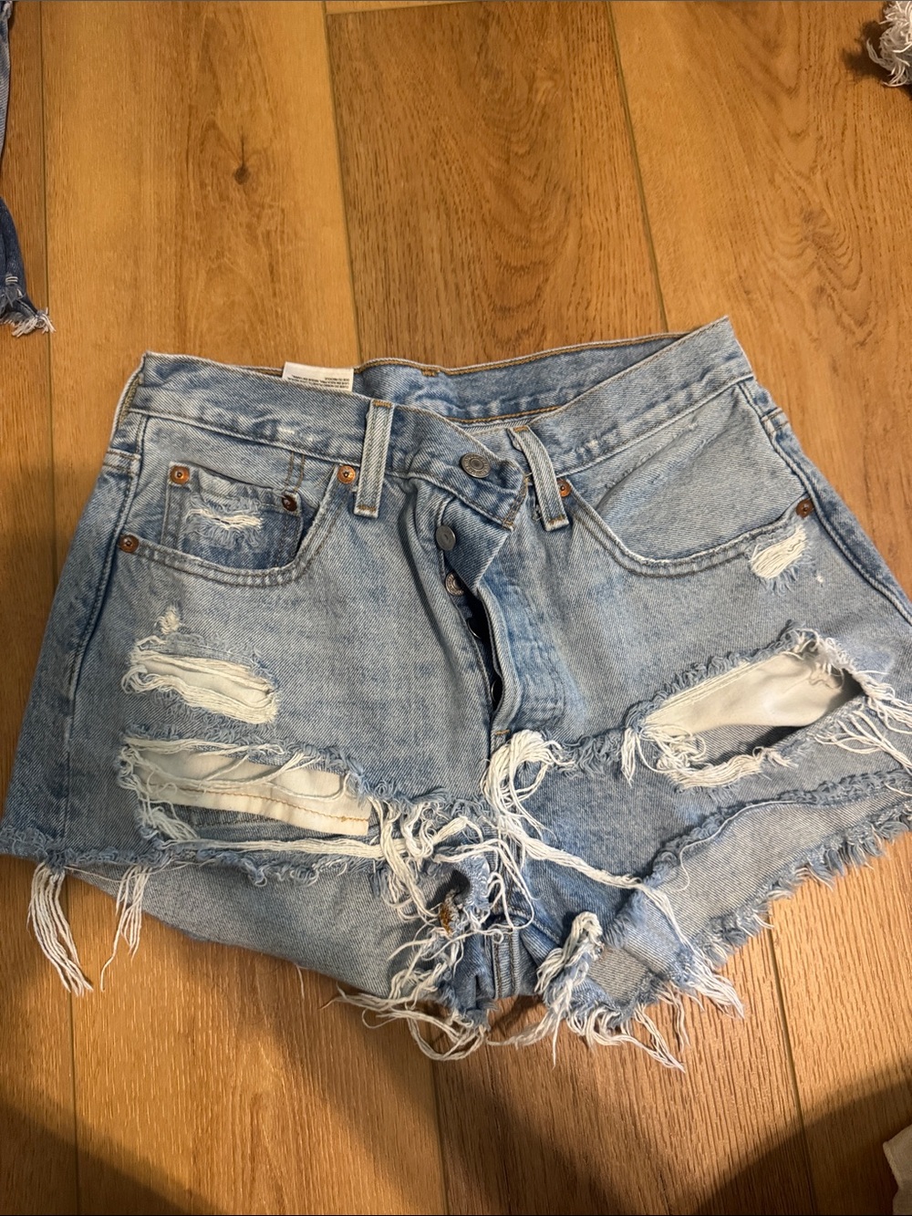 Levi 501 Light Blue Distressed Denim Women’s Shorts